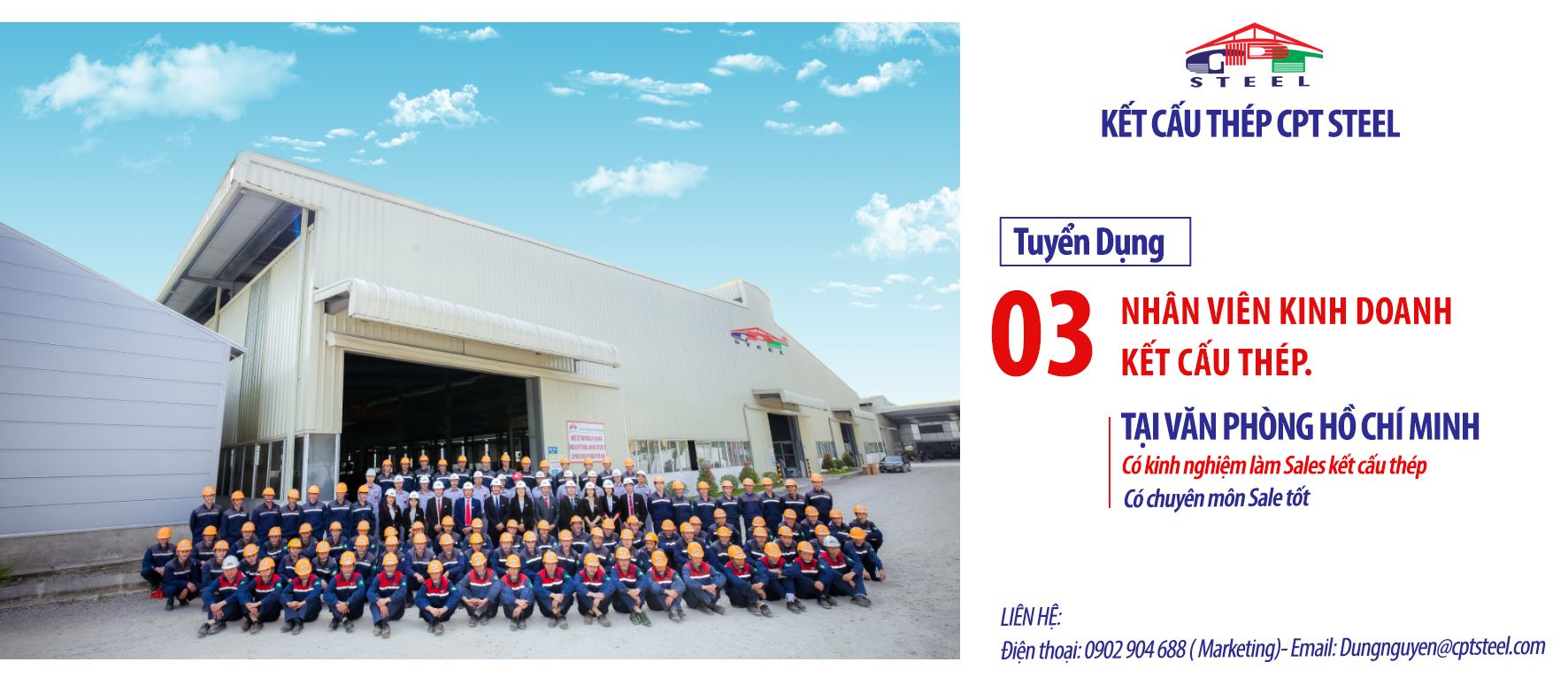 NHÂN VIÊN KINH DOANH KẾT CẤU THÉP KHU VỰC MIỀN NAM- SL 03