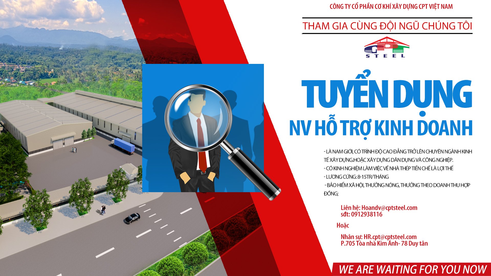 NHÂN VIÊN KINH DOANH, HỖ TRỢ KINH DOANH KẾT CẤU THÉP